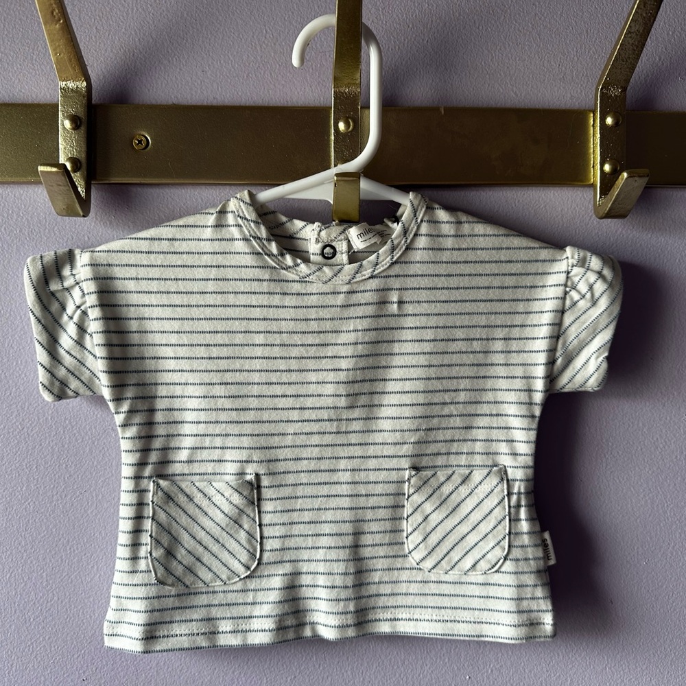 NWT Miles Blue & White Striped Top Size 3M